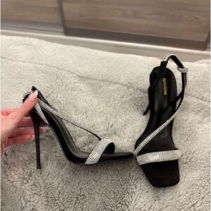 Elegant Black and Silver Strappy Heels